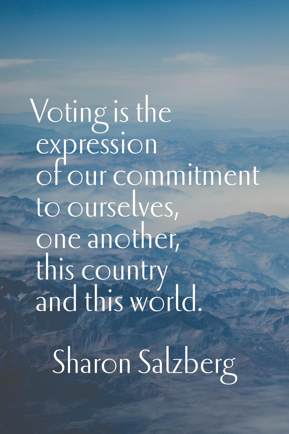 Voting is the expression of our commitment to ourselves, one another, this country and this world.