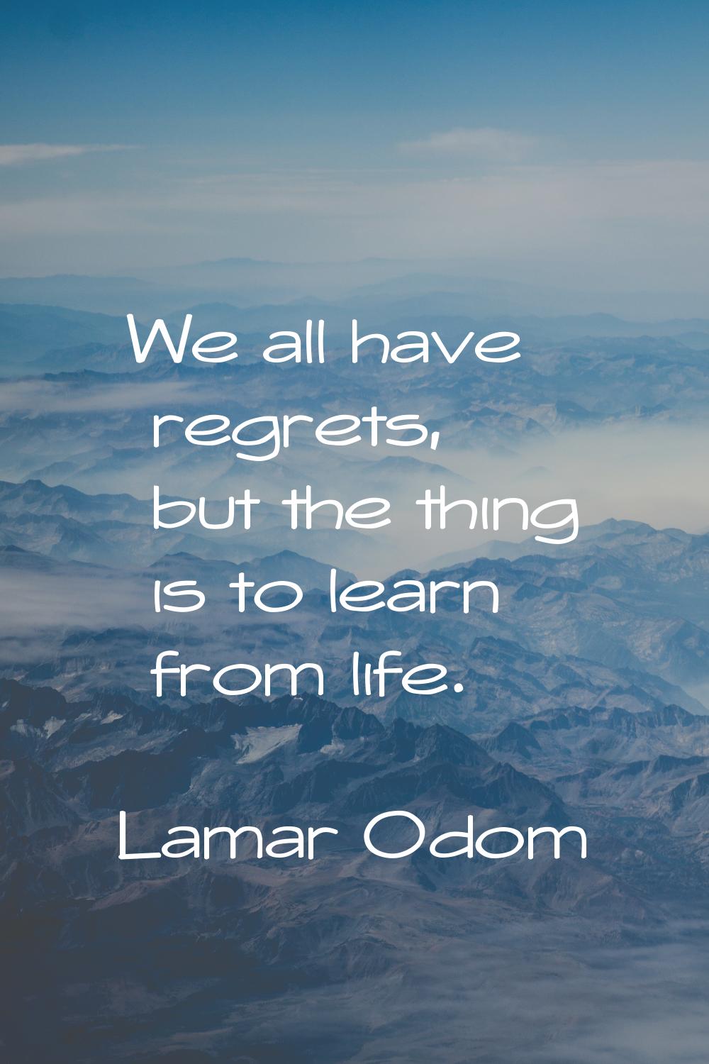 We all have regrets, but the thing is to learn from life.