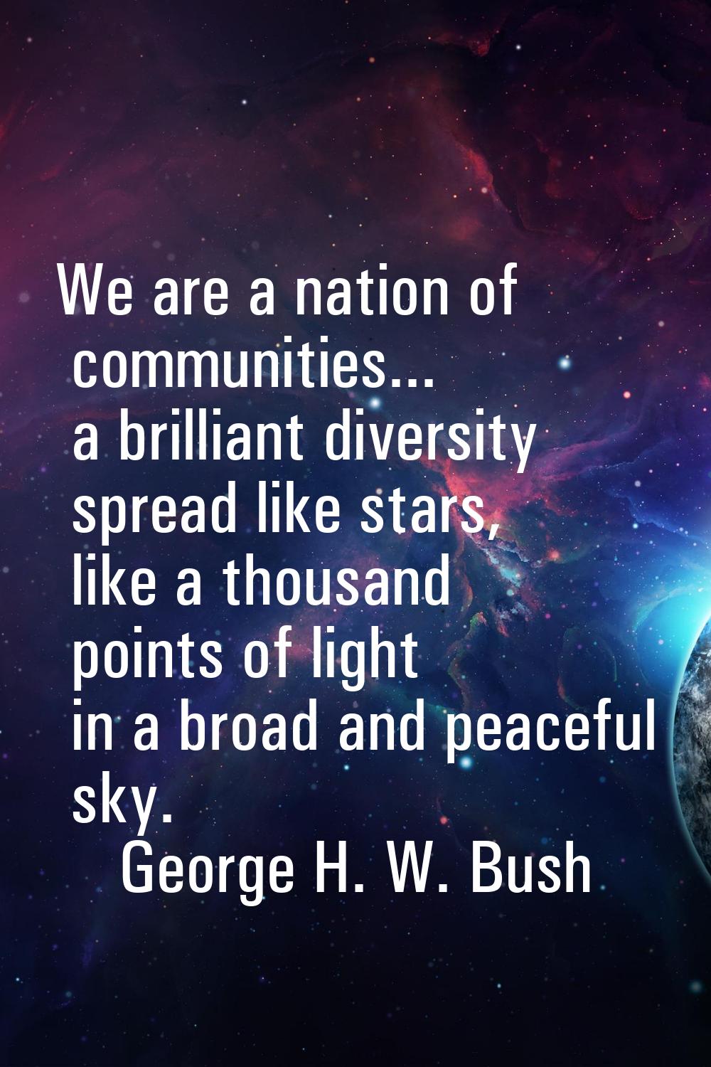 We are a nation of communities... a brilliant diversity spread like stars, like a thousand points o
