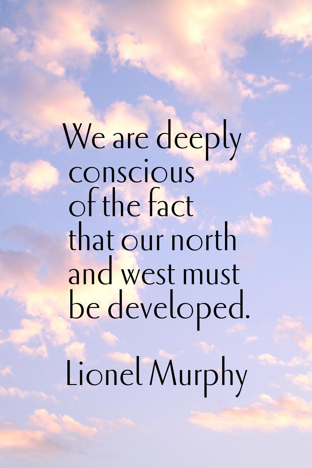 We are deeply conscious of the fact that our north and west must be developed.
