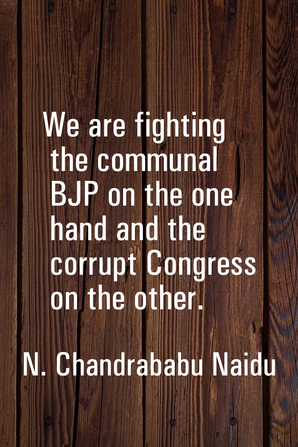 We are fighting the communal BJP on the one hand and the corrupt Congress on the other.