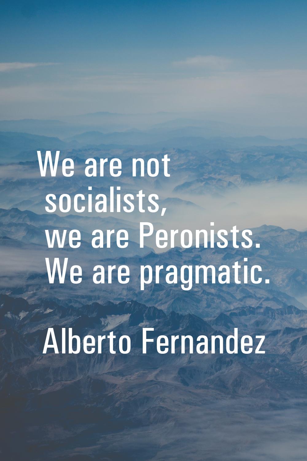 We are not socialists, we are Peronists. We are pragmatic.