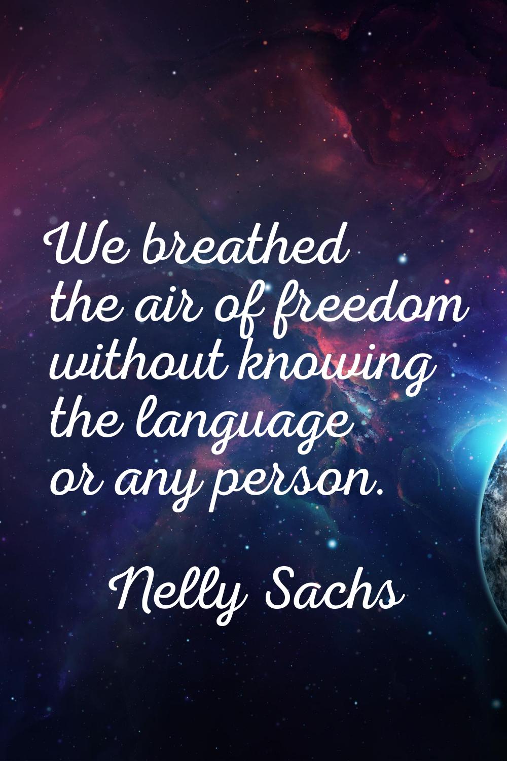 We breathed the air of freedom without knowing the language or any person.
