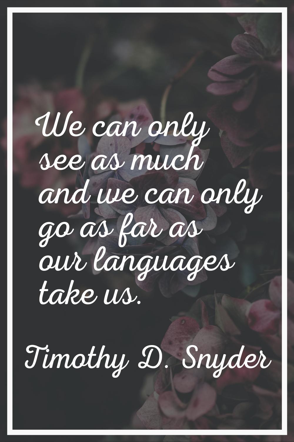 We can only see as much and we can only go as far as our languages take us.
