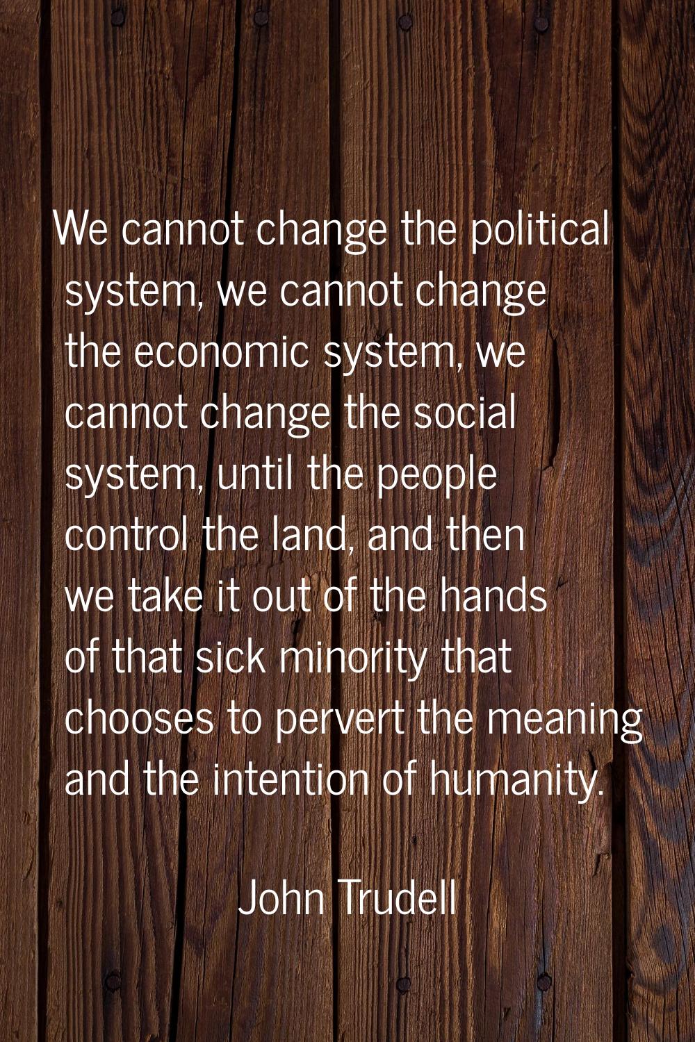 We cannot change the political system, we cannot change the economic system, we cannot change the s
