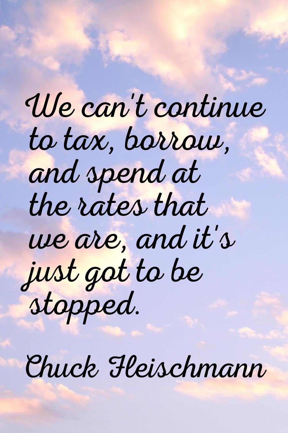 We can't continue to tax, borrow, and spend at the rates that we are, and it's just got to be stopp