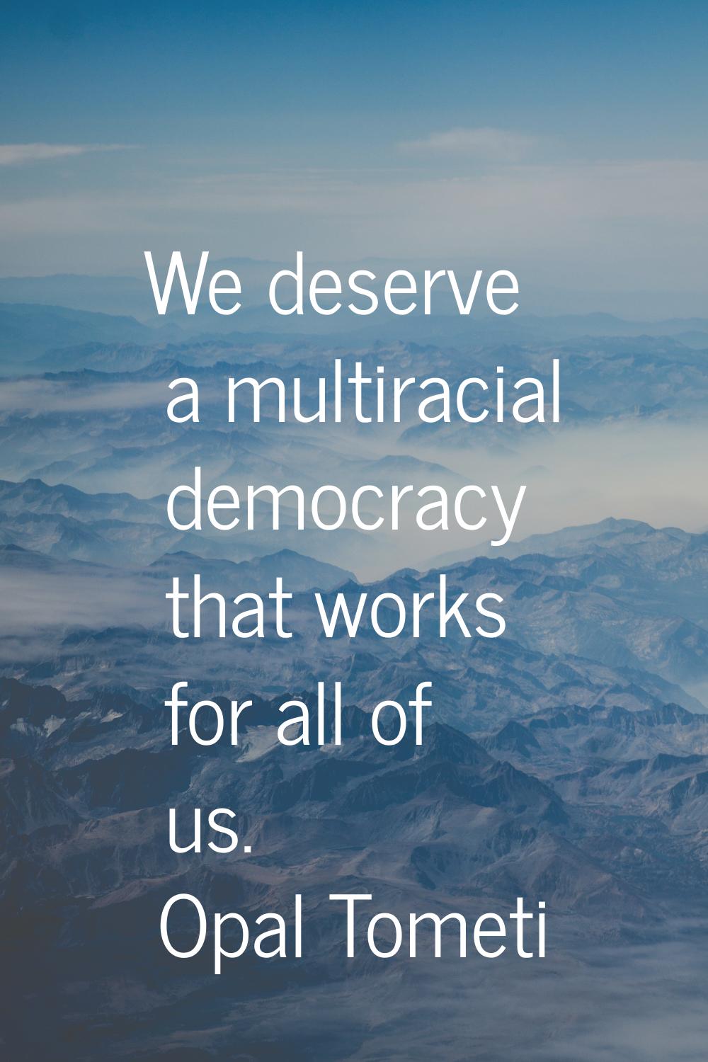 We deserve a multiracial democracy that works for all of us.