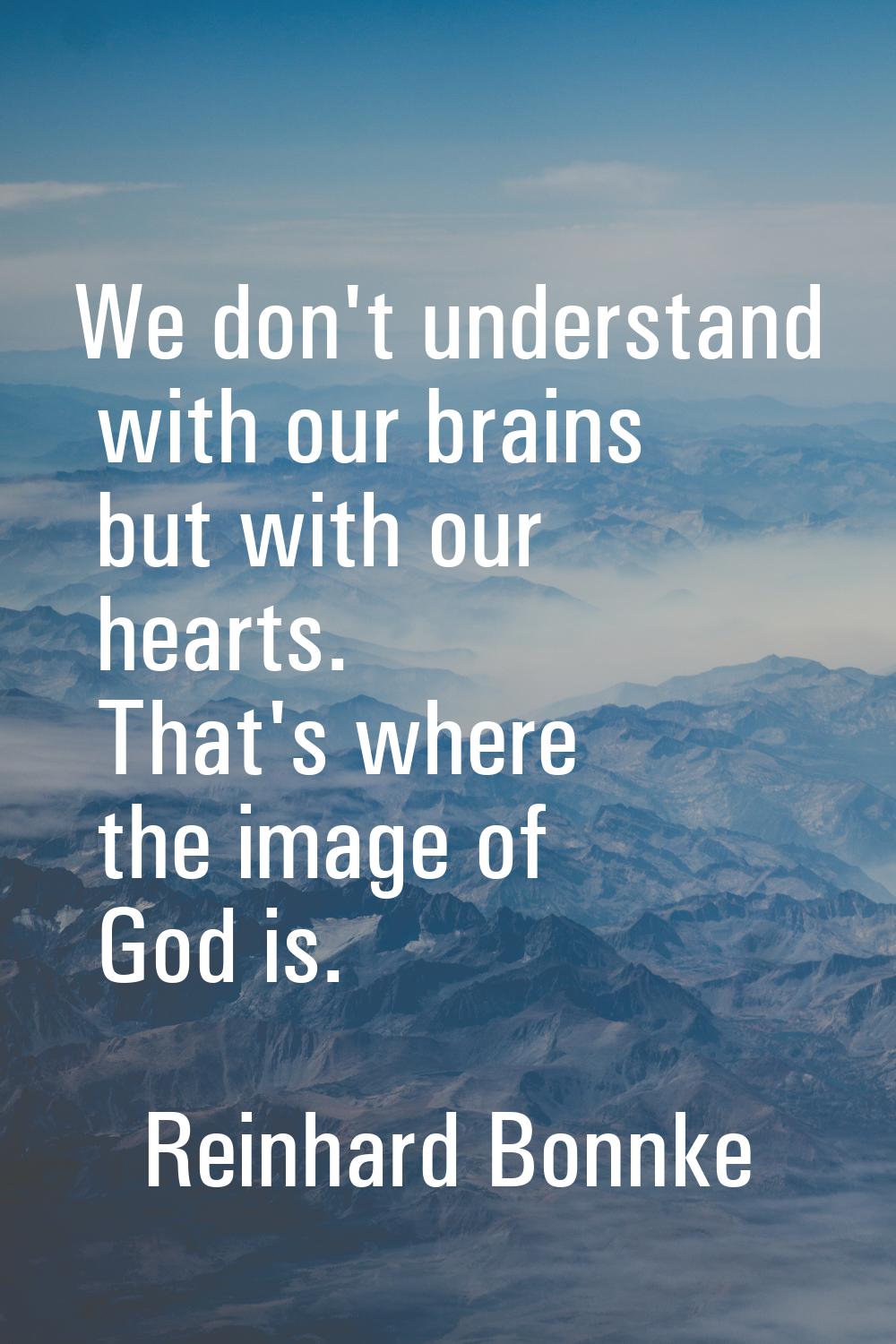 We don't understand with our brains but with our hearts. That's where the image of God is.