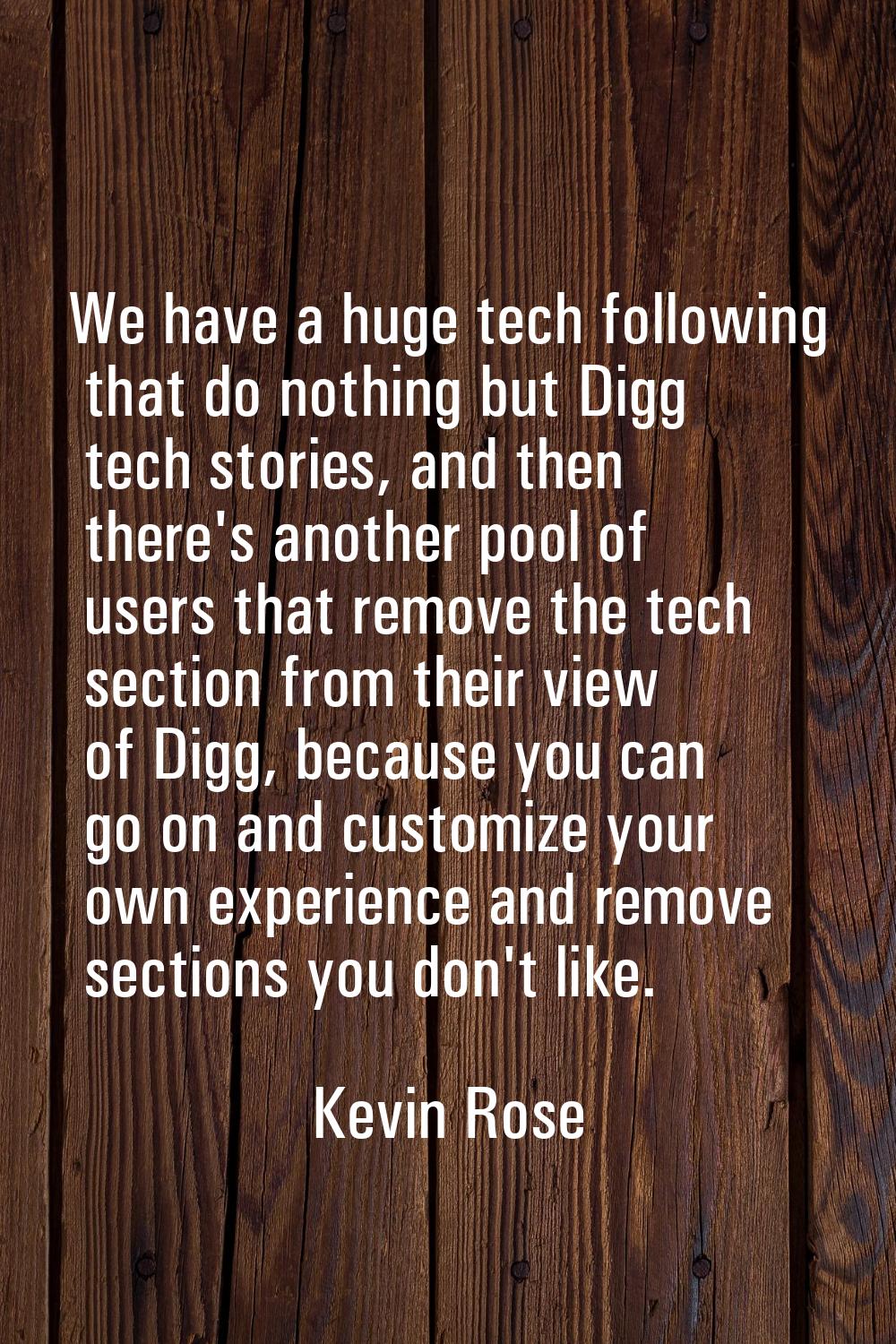 We have a huge tech following that do nothing but Digg tech stories, and then there's another pool 