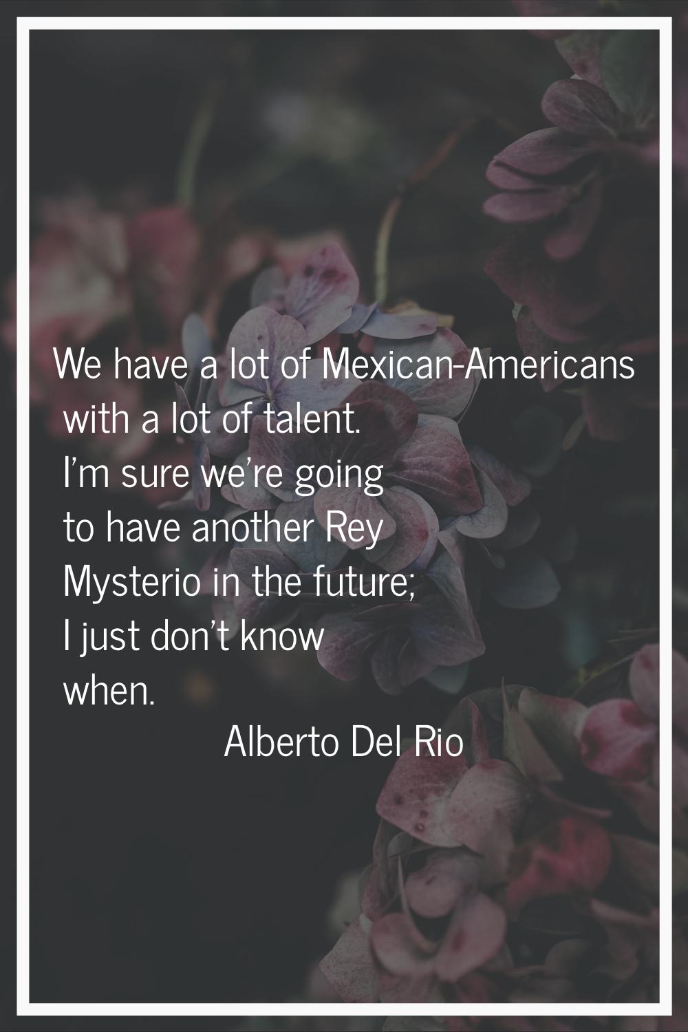 We have a lot of Mexican-Americans with a lot of talent. I'm sure we're going to have another Rey M