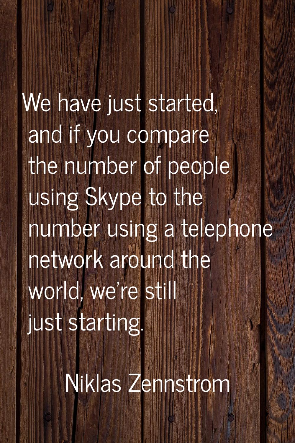We have just started, and if you compare the number of people using Skype to the number using a tel
