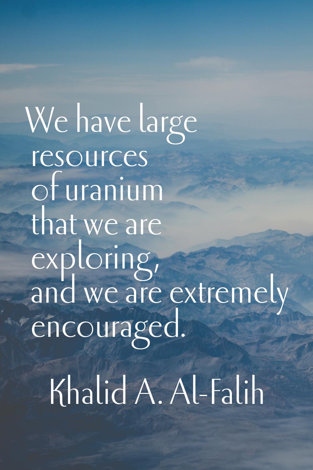 We have large resources of uranium that we are exploring, and we are extremely encouraged.
