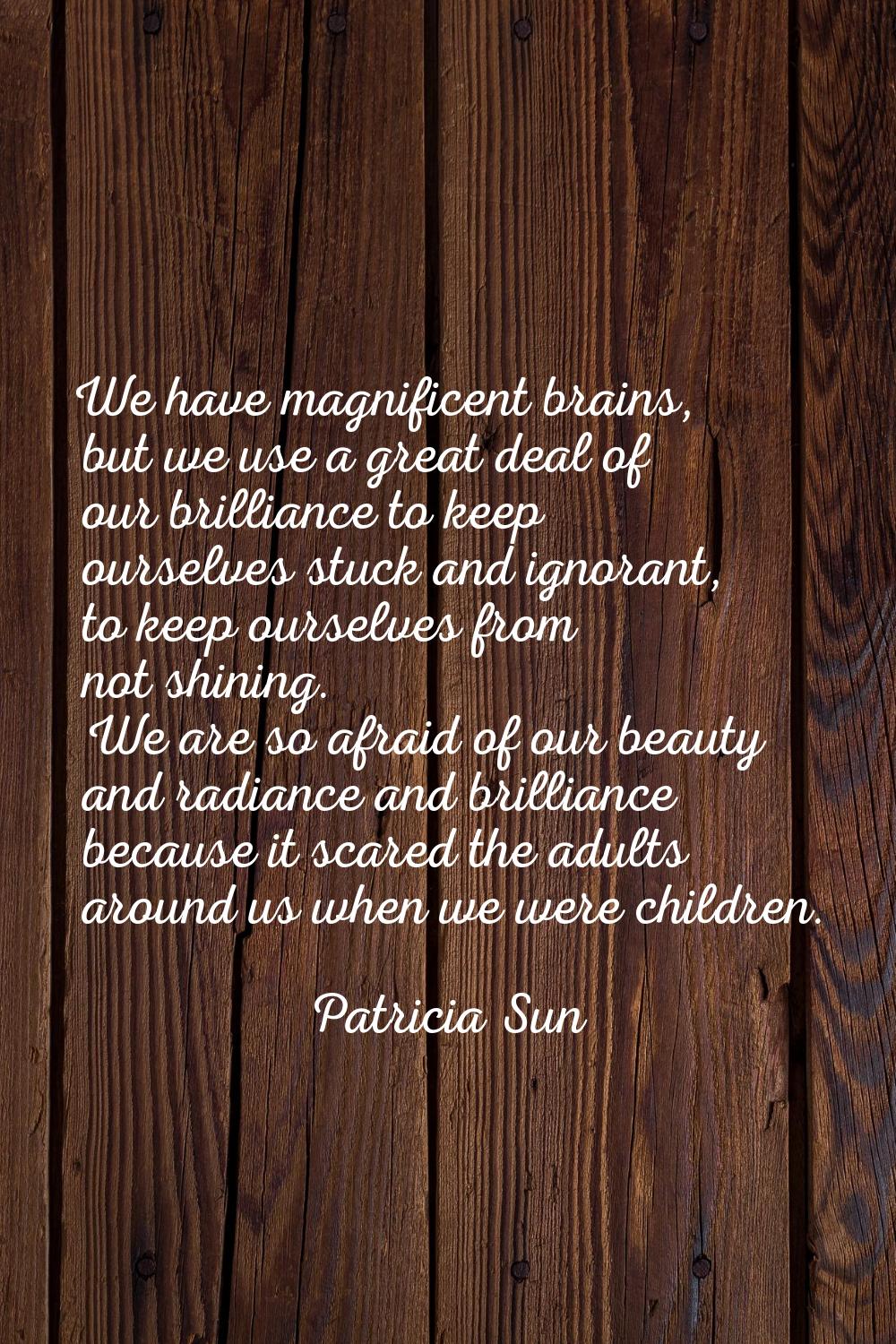 We have magnificent brains, but we use a great deal of our brilliance to keep ourselves stuck and i