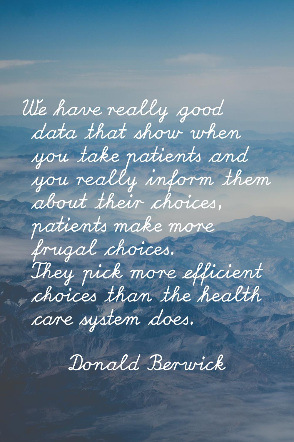 We have really good data that show when you take patients and you really inform them about their ch