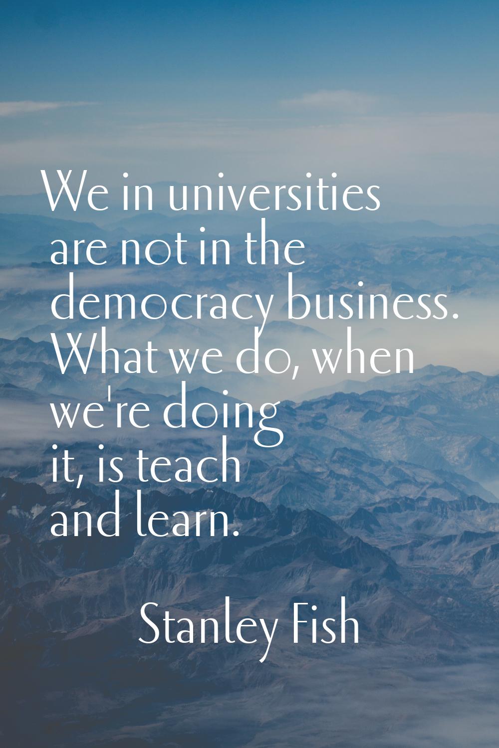 We in universities are not in the democracy business. What we do, when we're doing it, is teach and