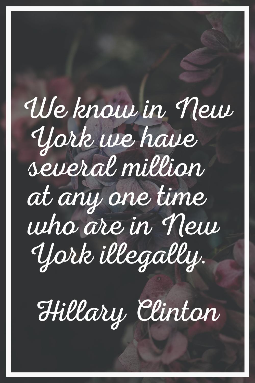 We know in New York we have several million at any one time who are in New York illegally.