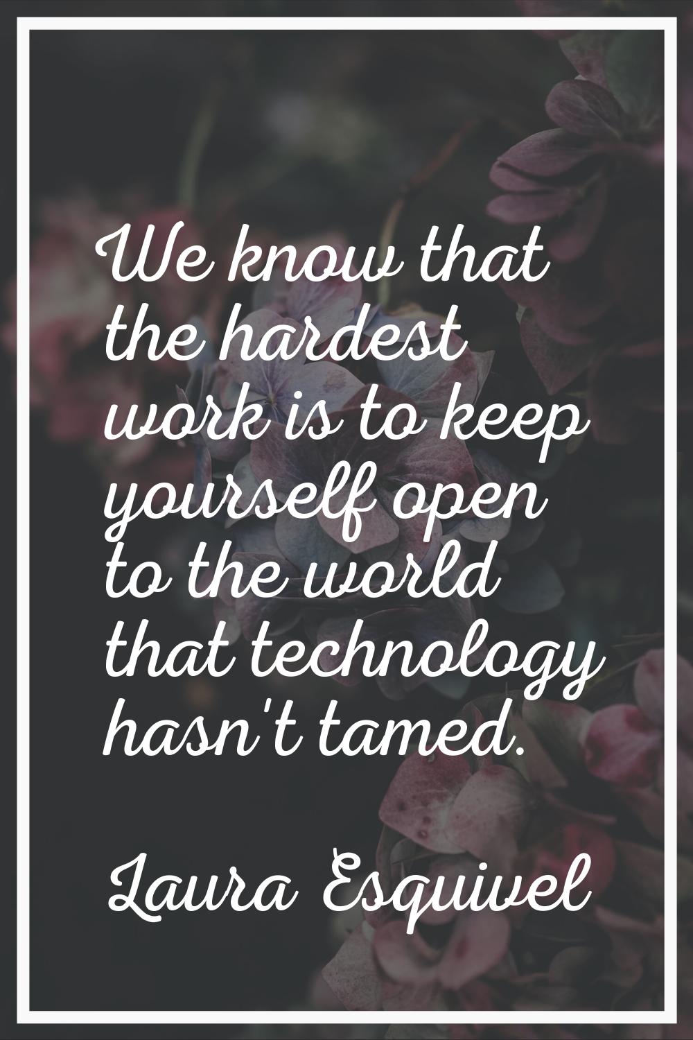 We know that the hardest work is to keep yourself open to the world that technology hasn't tamed.