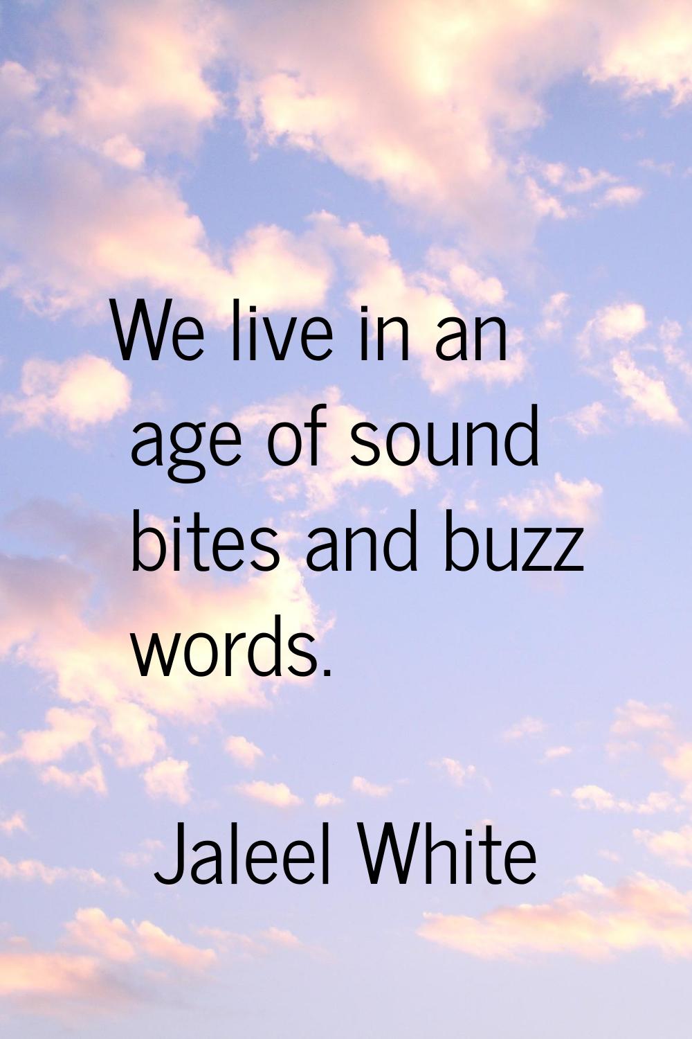 We live in an age of sound bites and buzz words.