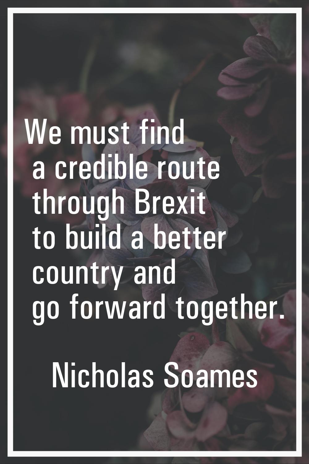 We must find a credible route through Brexit to build a better country and go forward together.