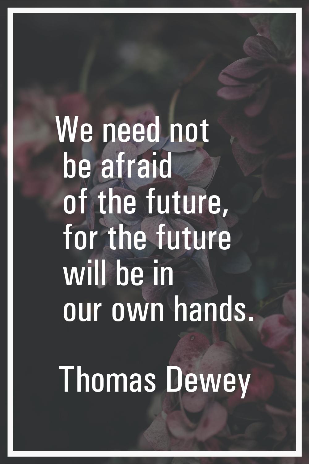 We need not be afraid of the future, for the future will be in our own hands.