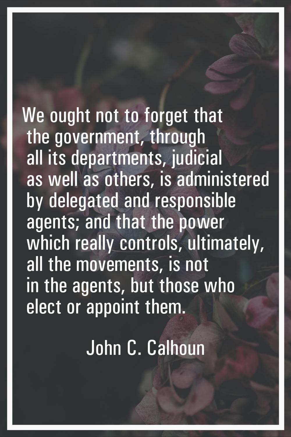 We ought not to forget that the government, through all its departments, judicial as well as others