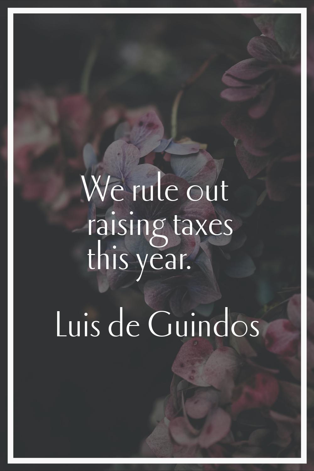 We rule out raising taxes this year.