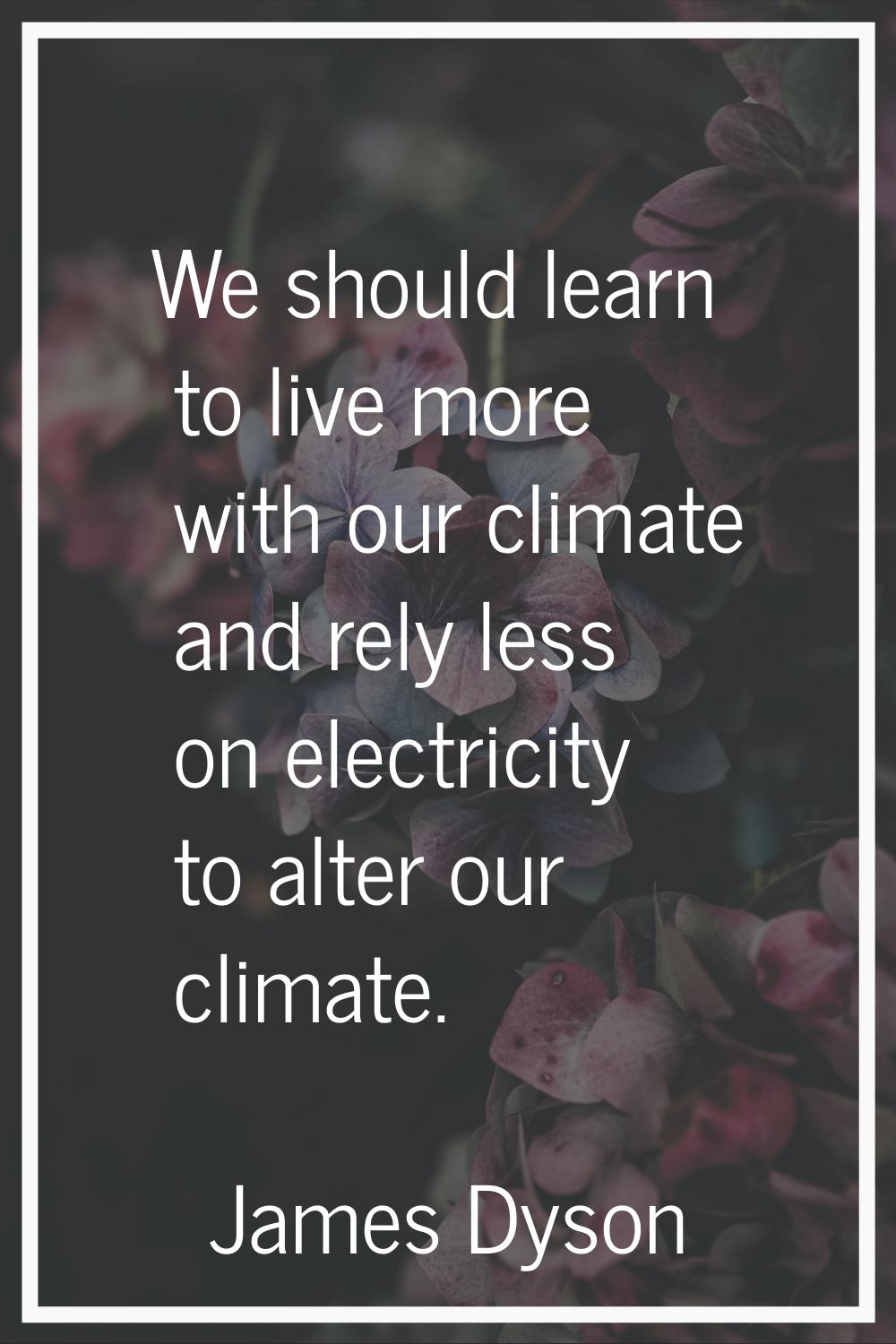 We should learn to live more with our climate and rely less on electricity to alter our climate.