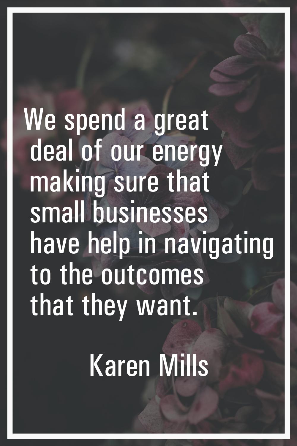 We spend a great deal of our energy making sure that small businesses have help in navigating to th