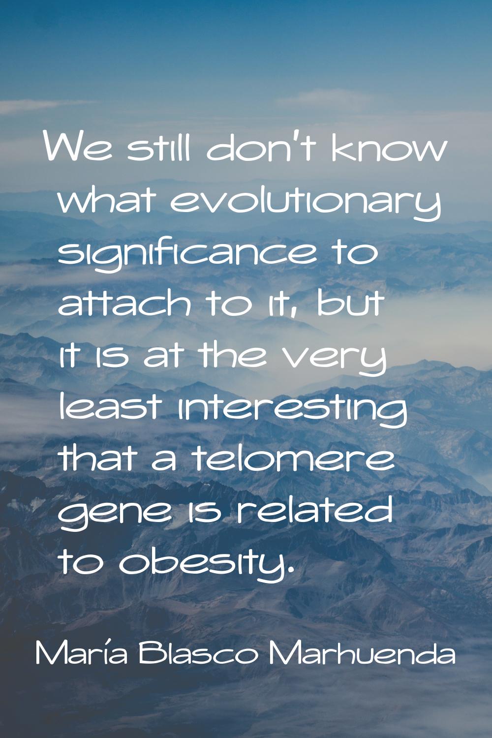 We still don't know what evolutionary significance to attach to it, but it is at the very least int