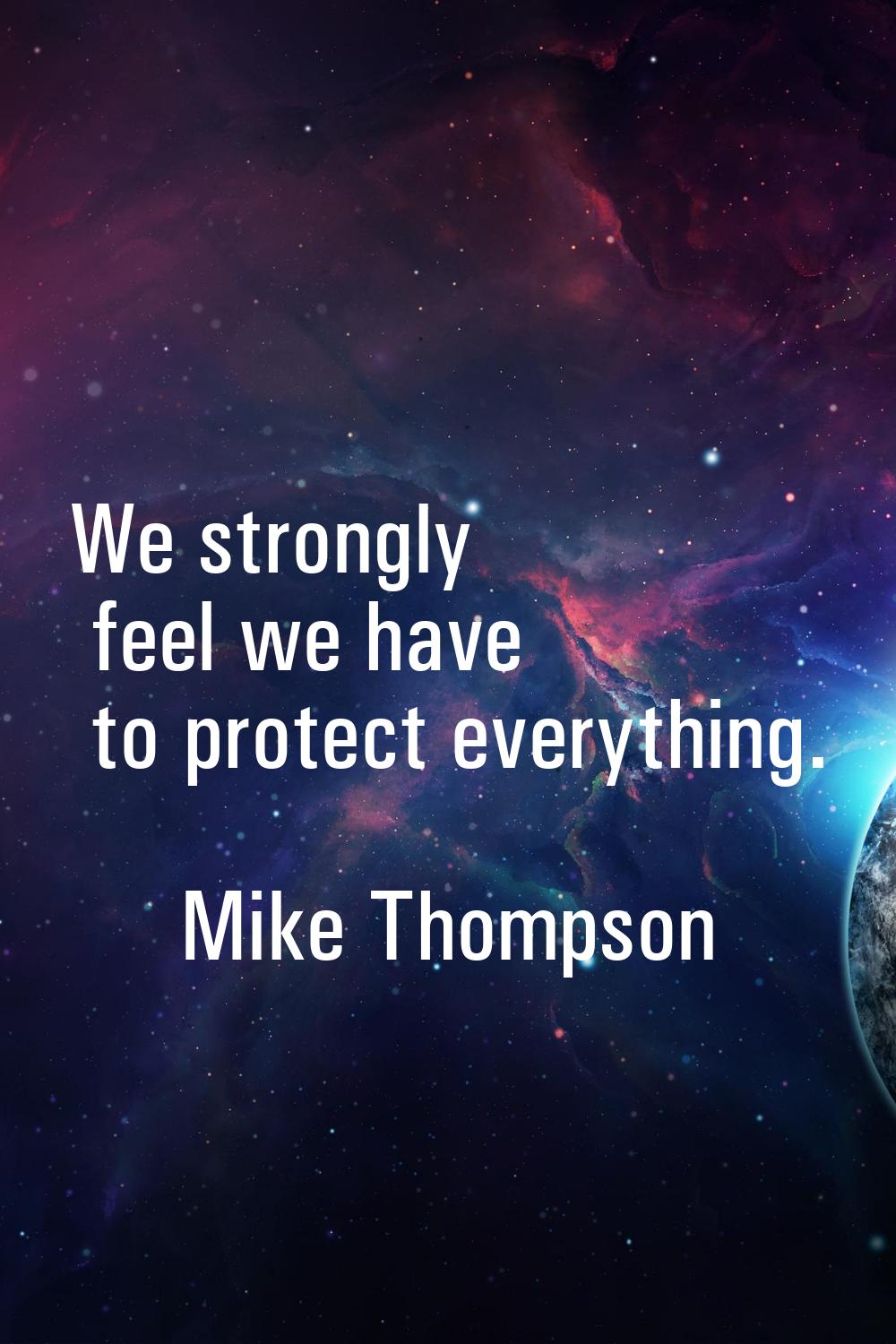 We strongly feel we have to protect everything.