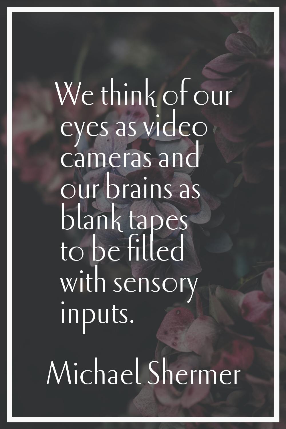 We think of our eyes as video cameras and our brains as blank tapes to be filled with sensory input