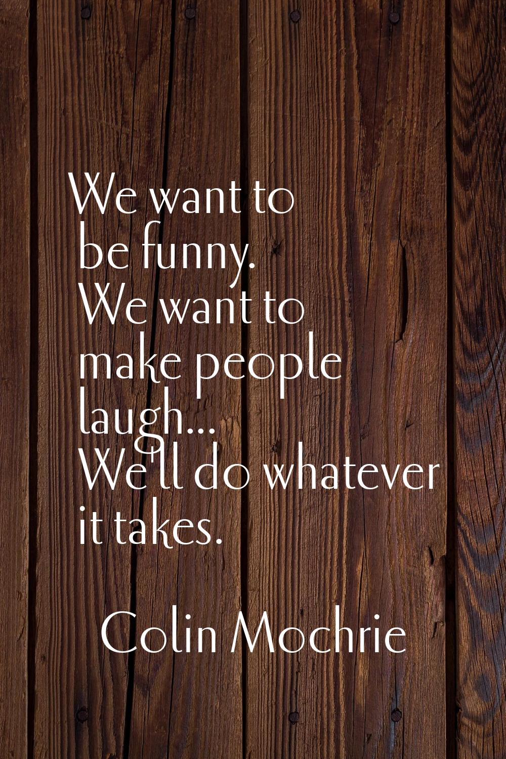 We want to be funny. We want to make people laugh... We'll do whatever it takes.