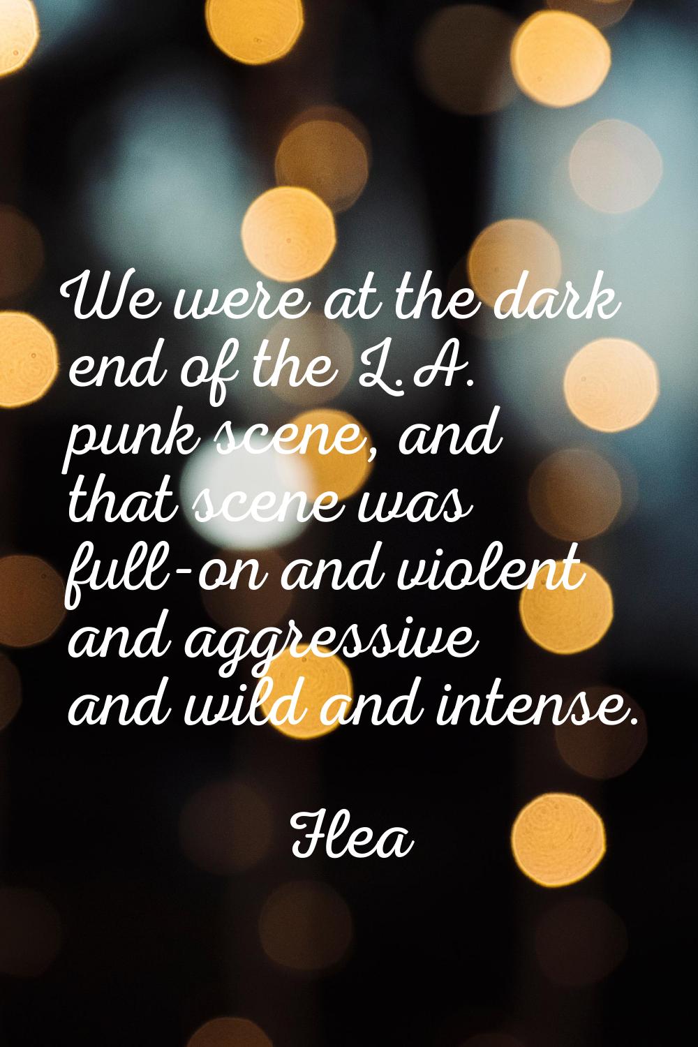 We were at the dark end of the L.A. punk scene, and that scene was full-on and violent and aggressi