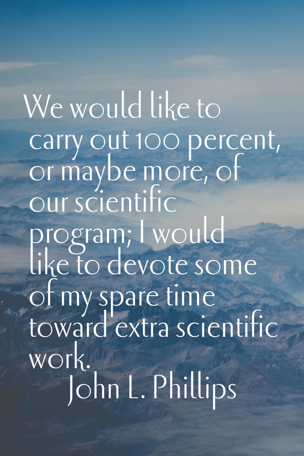 We would like to carry out 100 percent, or maybe more, of our scientific program; I would like to d