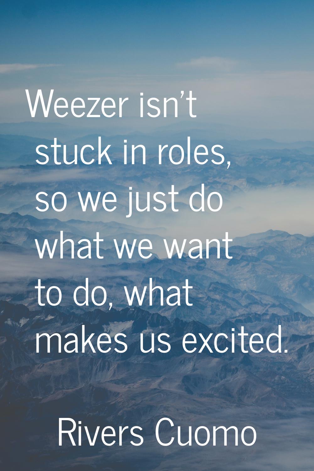 Weezer isn't stuck in roles, so we just do what we want to do, what makes us excited.