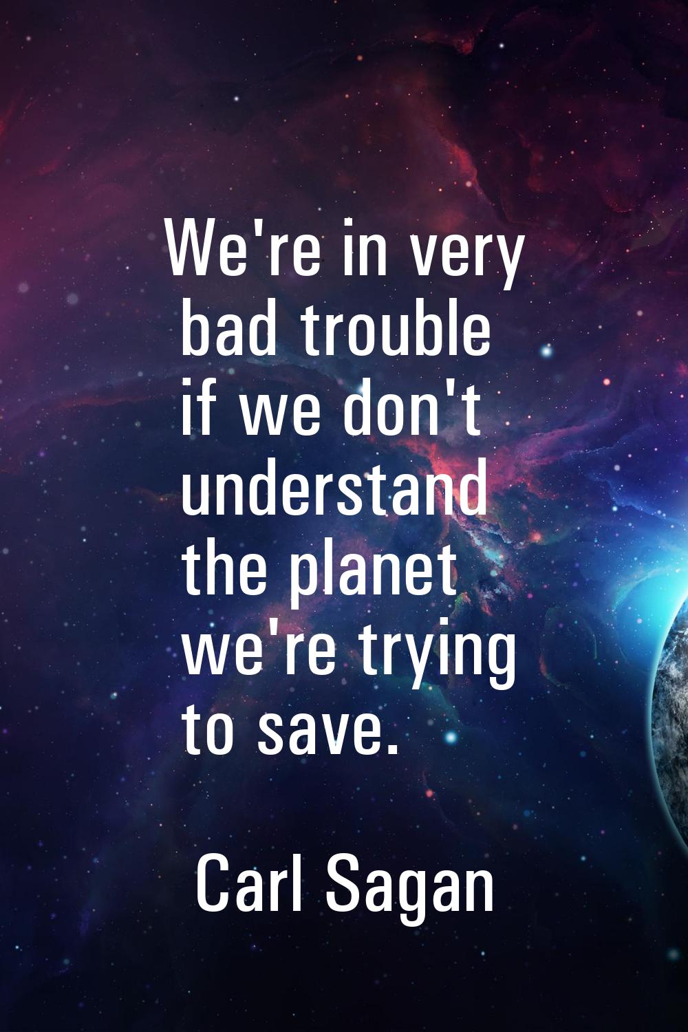 We're in very bad trouble if we don't understand the planet we're trying to save.