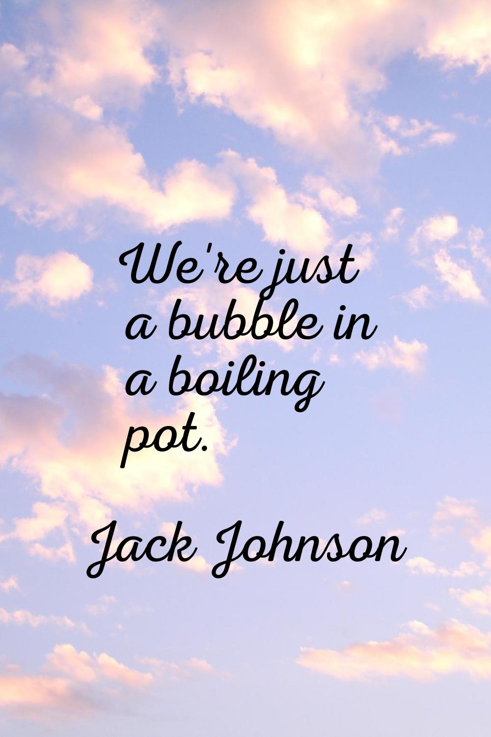 We're just a bubble in a boiling pot.