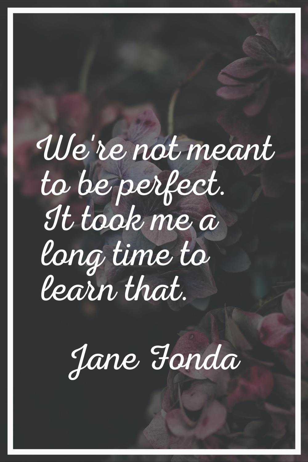 We're not meant to be perfect. It took me a long time to learn that.
