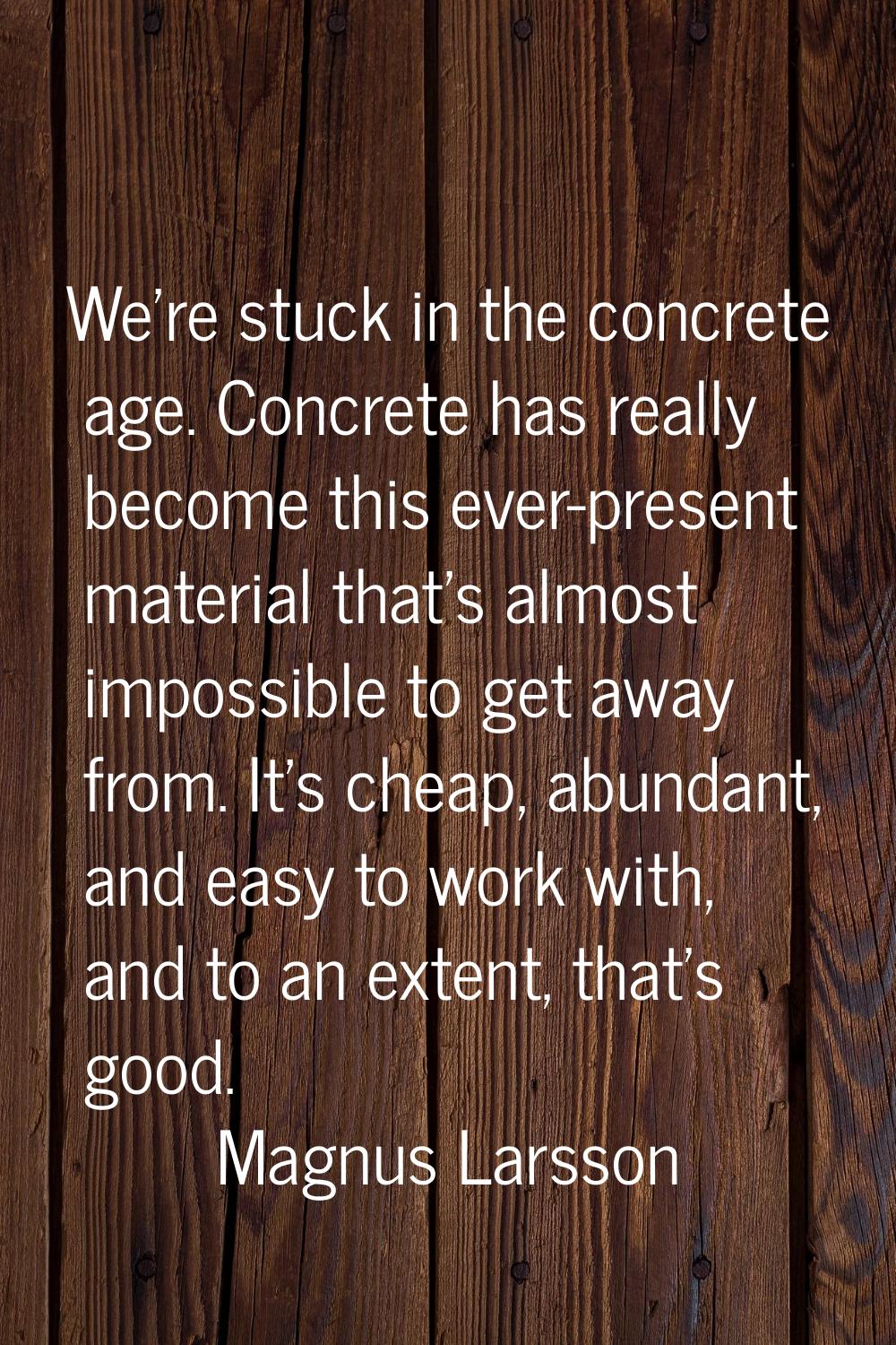 We're stuck in the concrete age. Concrete has really become this ever-present material that's almos