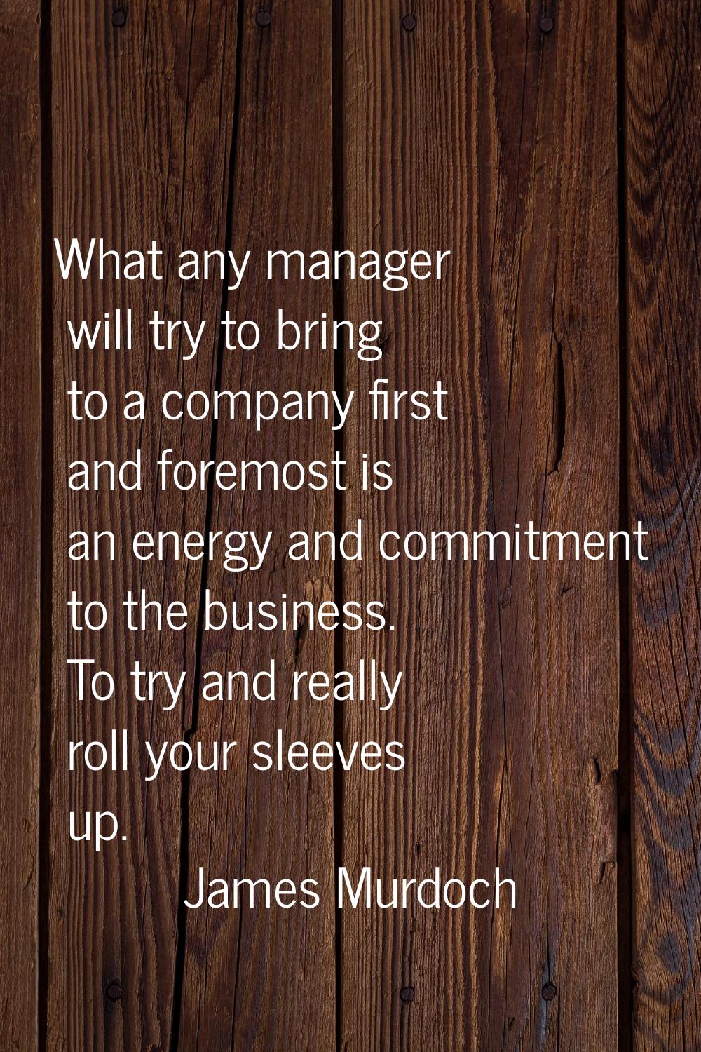 What any manager will try to bring to a company first and foremost is an energy and commitment to t