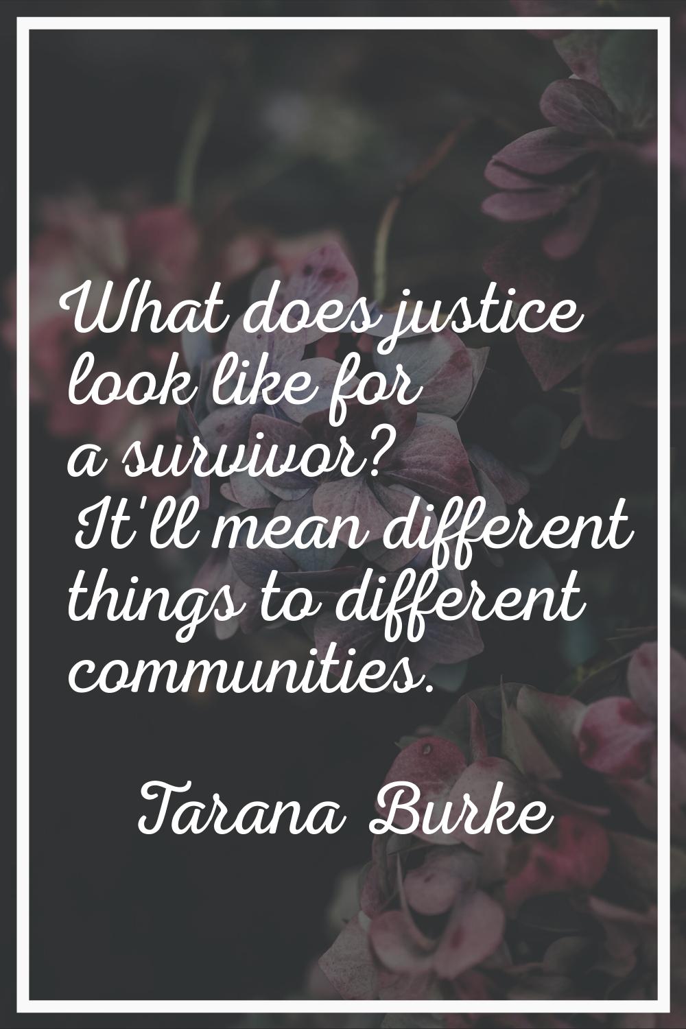What does justice look like for a survivor? It'll mean different things to different communities.