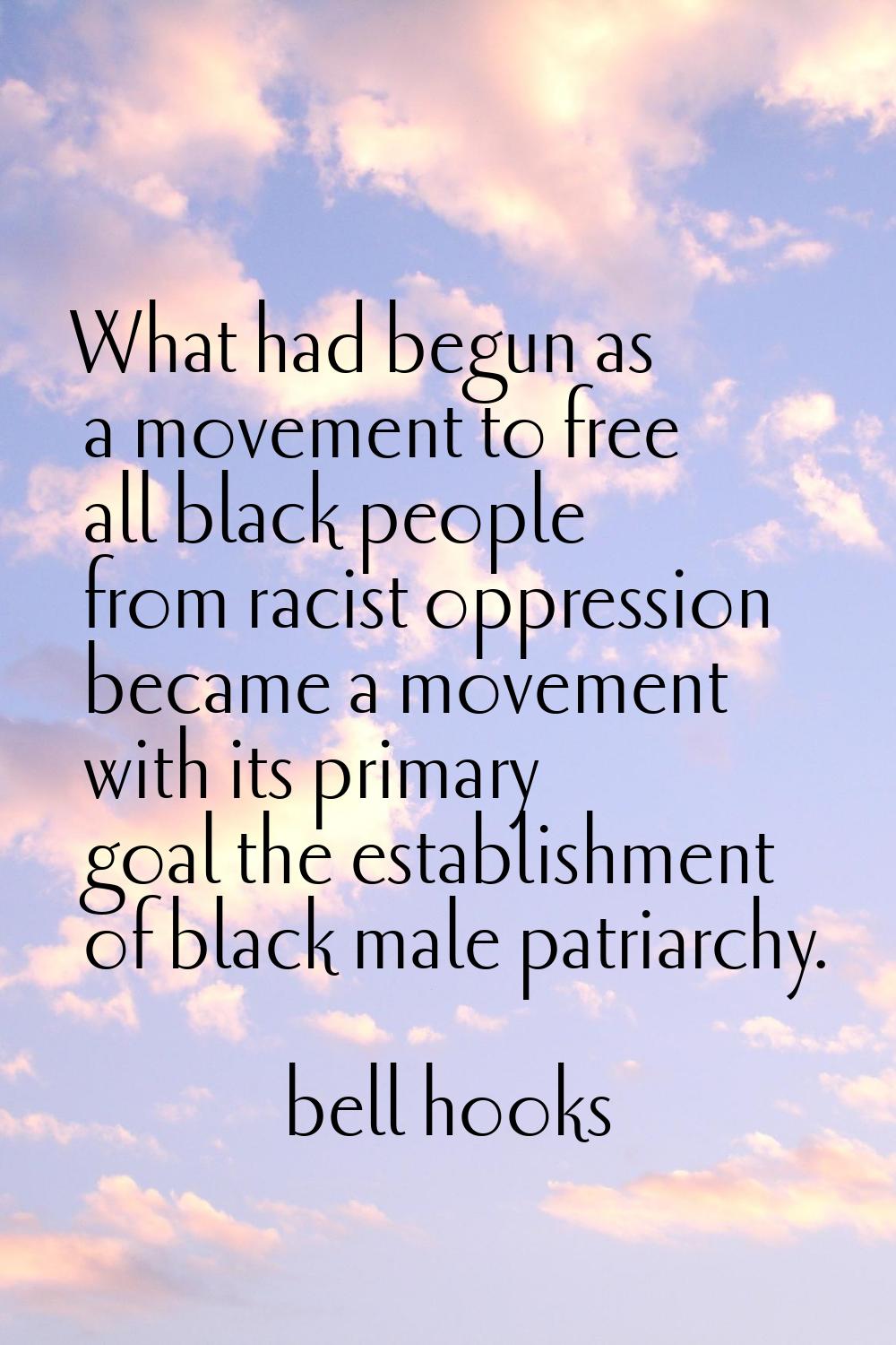 What had begun as a movement to free all black people from racist oppression became a movement with