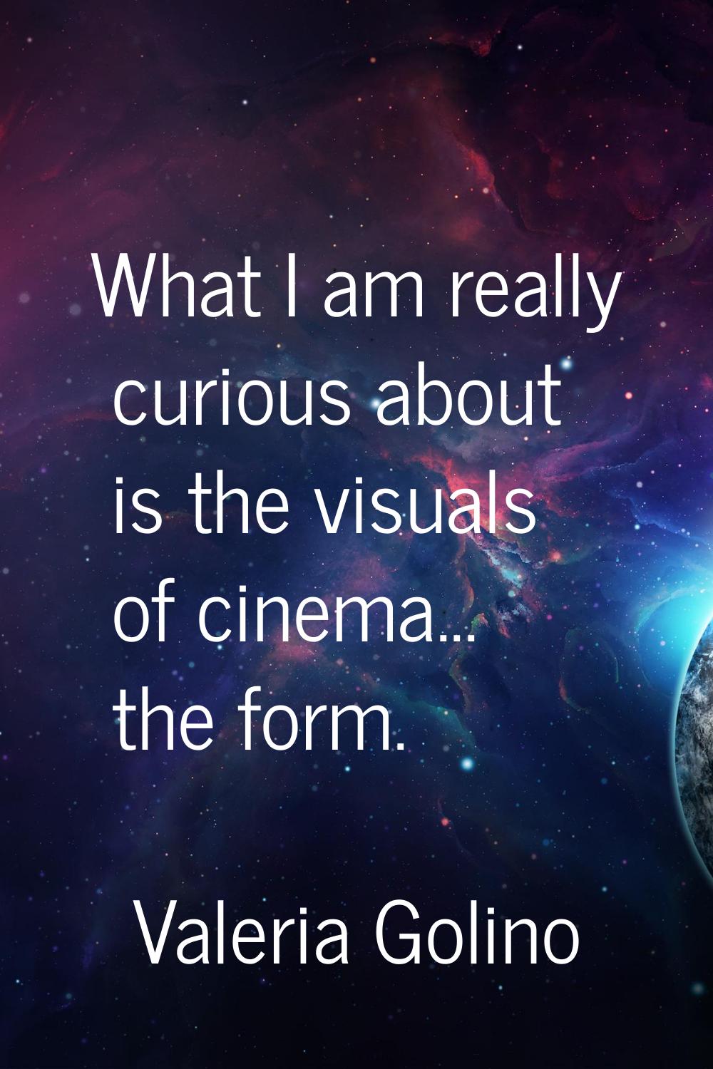 What I am really curious about is the visuals of cinema... the form.