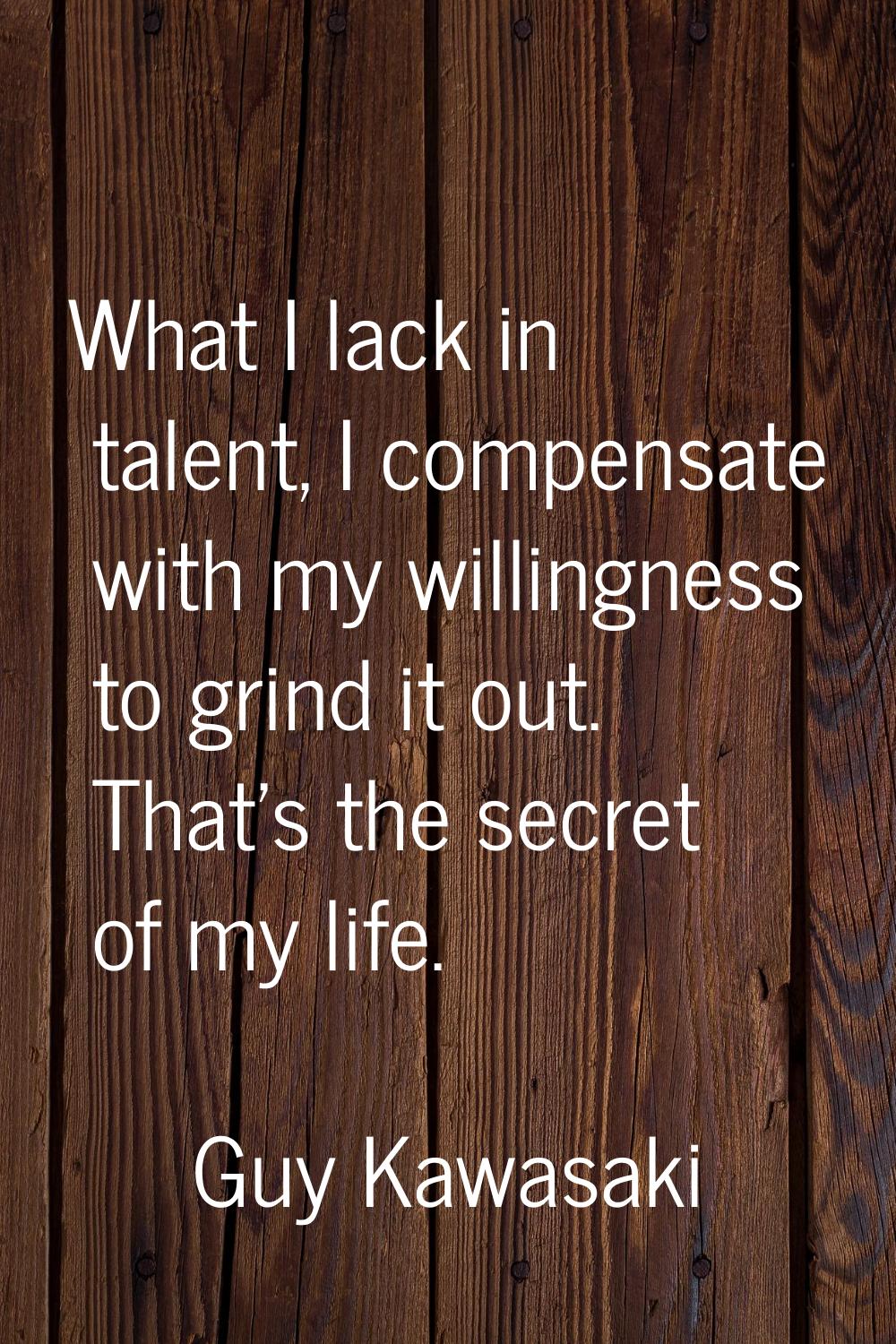 What I lack in talent, I compensate with my willingness to grind it out. That's the secret of my li