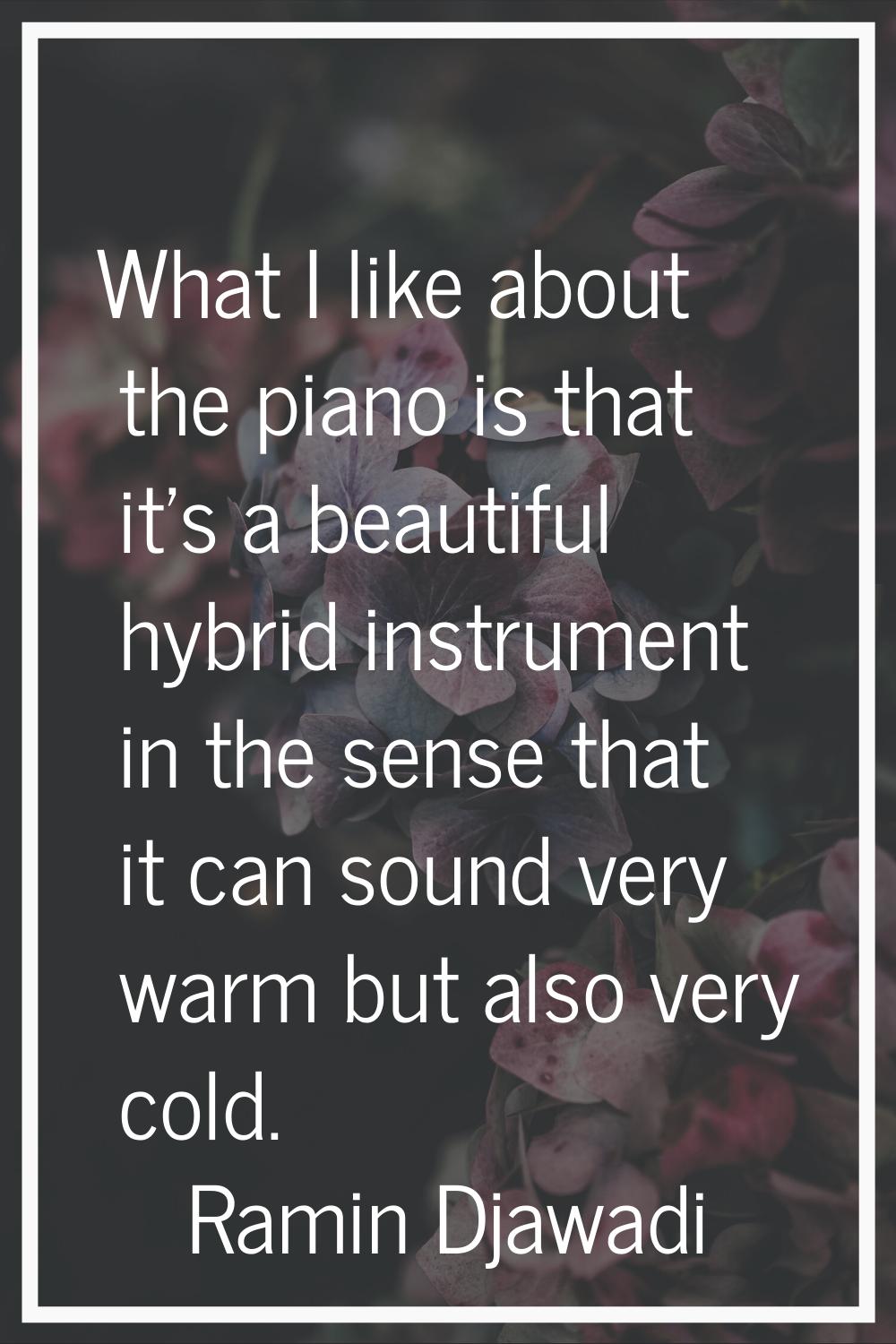 What I like about the piano is that it's a beautiful hybrid instrument in the sense that it can sou
