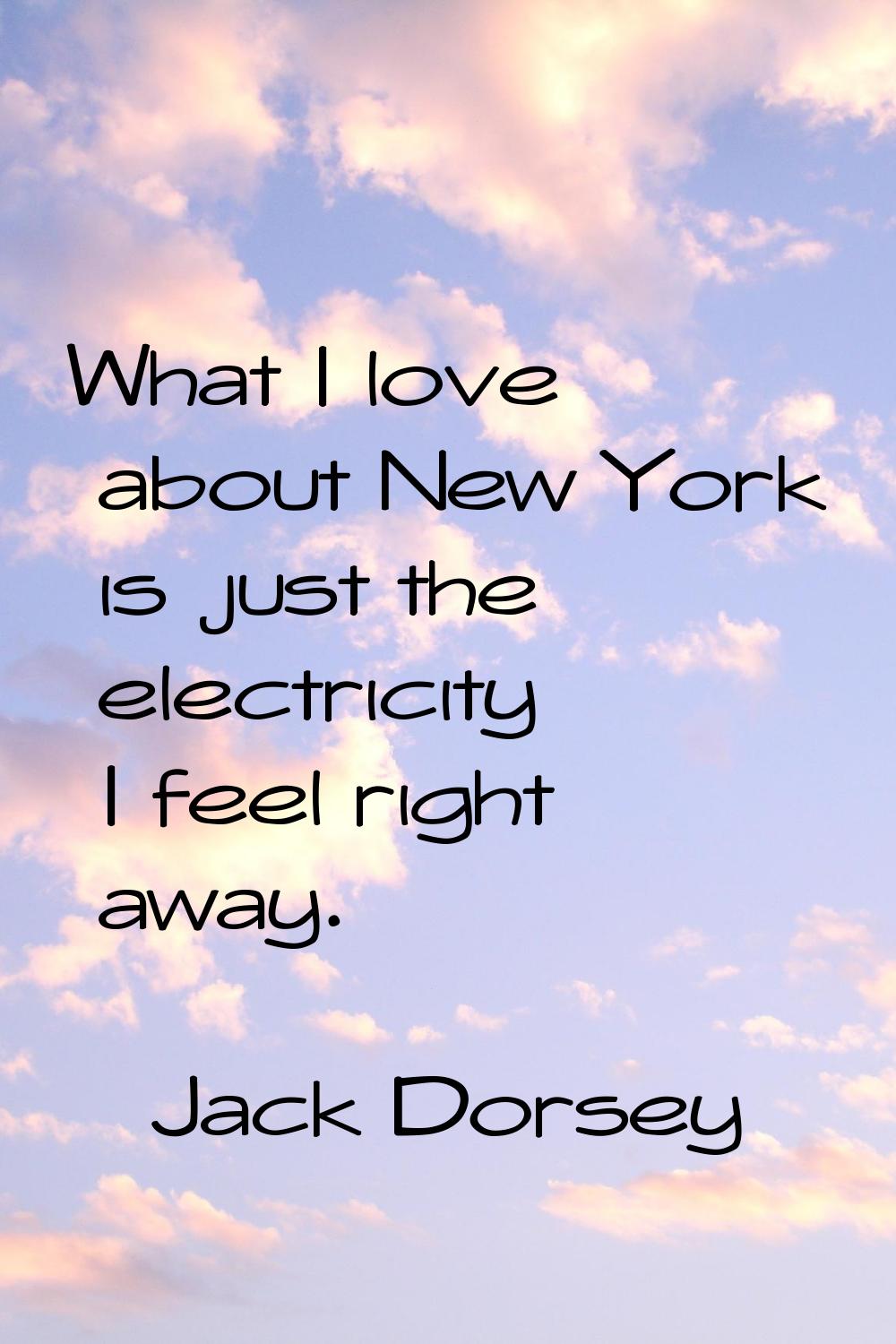 What I love about New York is just the electricity I feel right away.