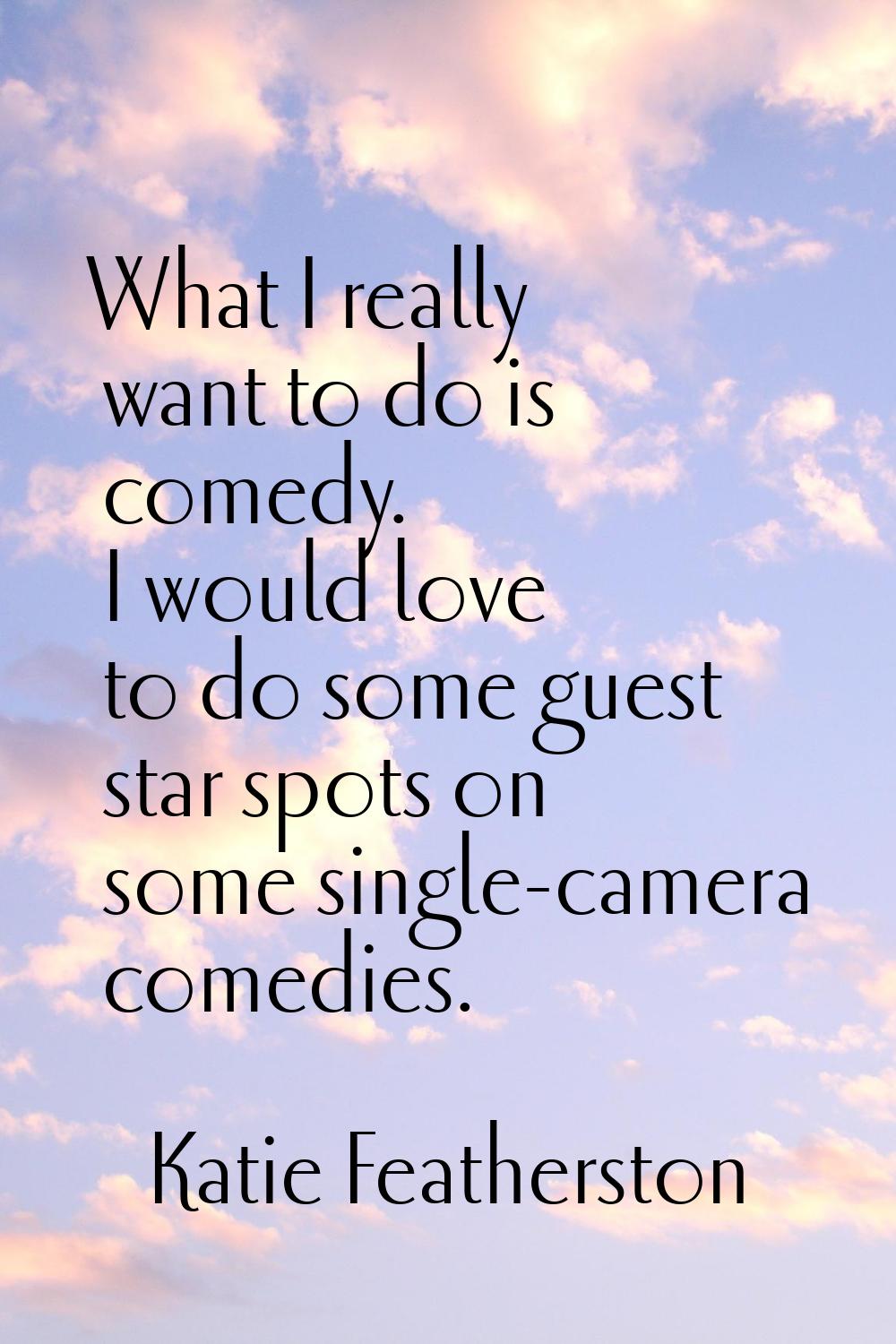 What I really want to do is comedy. I would love to do some guest star spots on some single-camera 