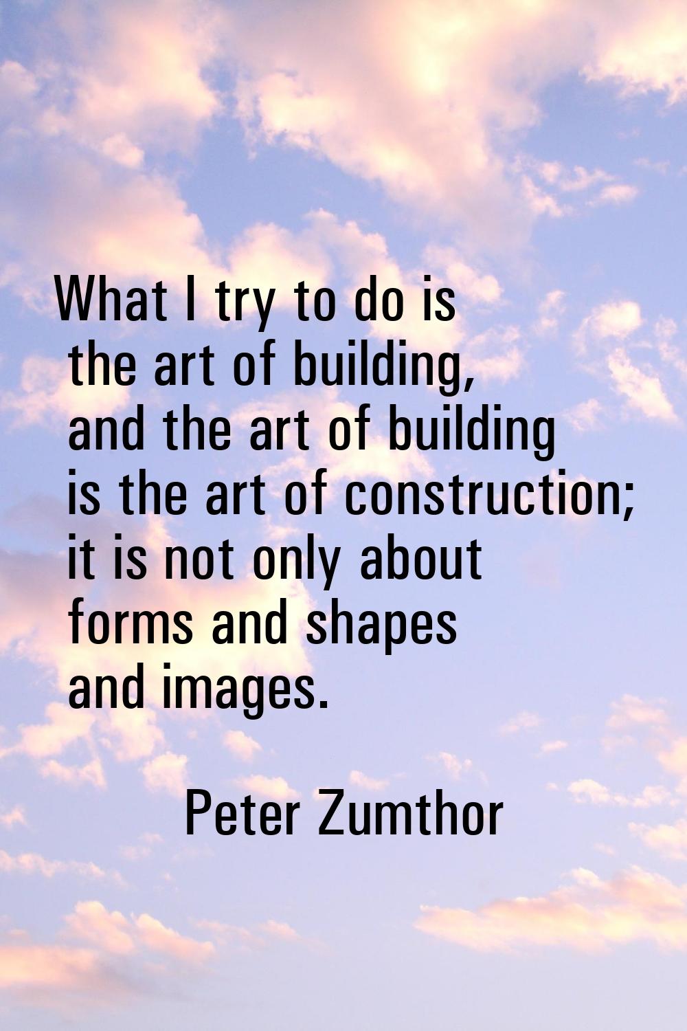 What I try to do is the art of building, and the art of building is the art of construction; it is 