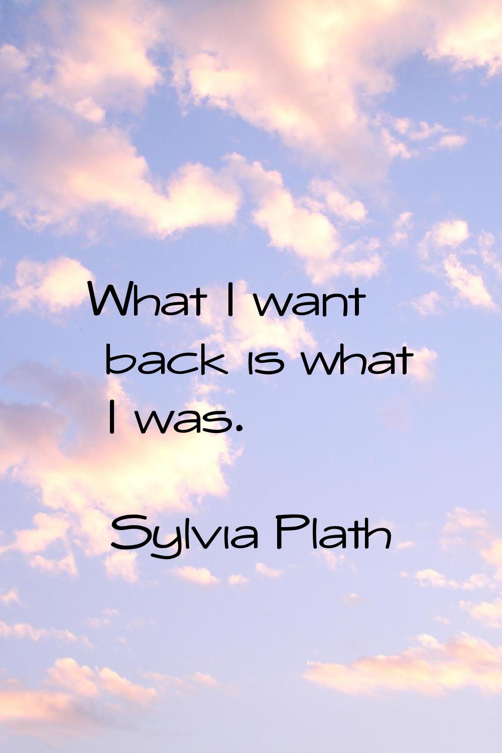 What I want back is what I was.