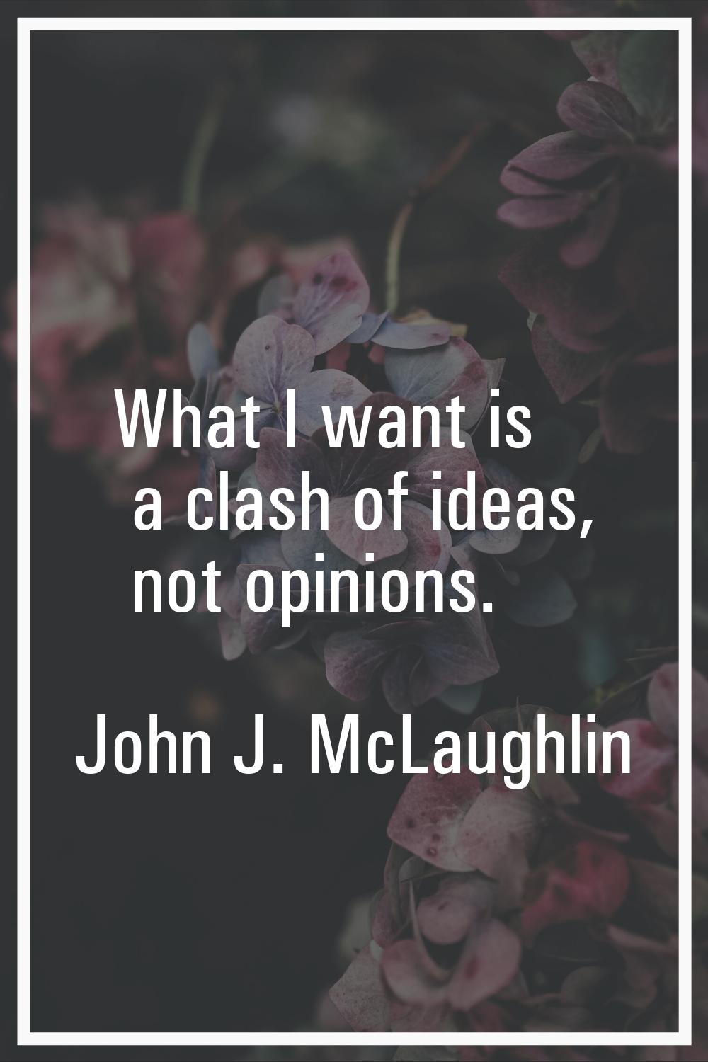 What I want is a clash of ideas, not opinions.